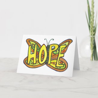 Hope Green Butterfly Art Note of Greeting Cards