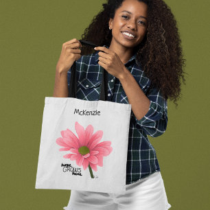 hope GROWS here Personalized Pink Flower Tote Bag