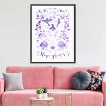 Hope Grows – Lavender Linocut Bird Inspirational