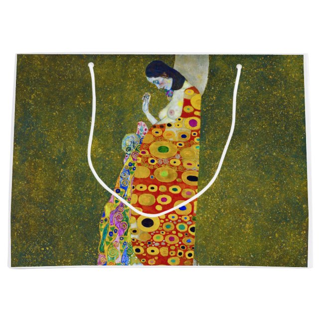 Hope, Gustav Klimt Large Gift Bag (Front)