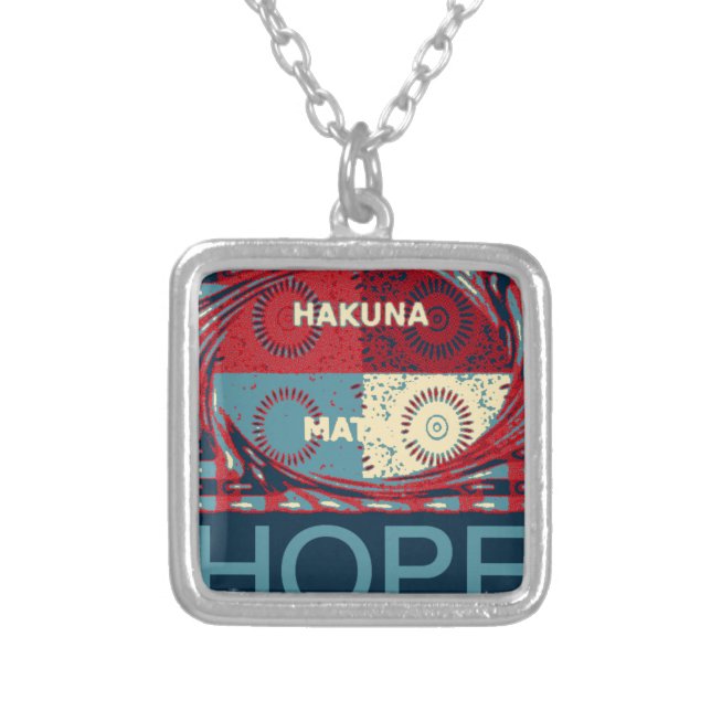 Hope Hakunamatata Lovely Inspirational Edgy vector Silver Plated Necklace (Front)