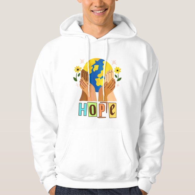 Hope Hands Holding Earth Design Hoodie (Front)