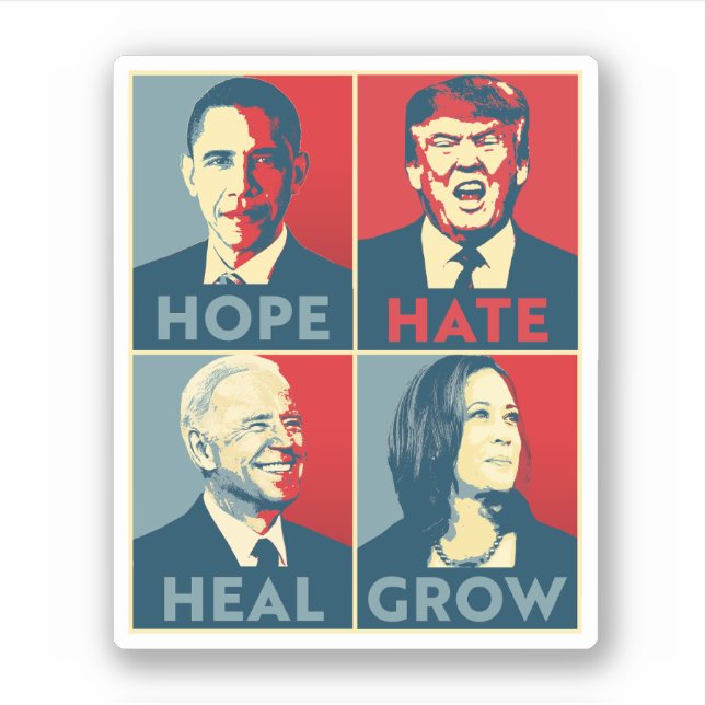 Hope Hate Heal Grow Sticker (Front)