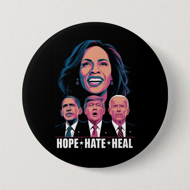 Hope Hate Heal Rise Kamala 2024 Button (Front)