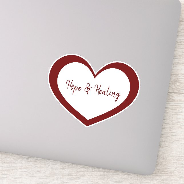 Hope & Healing Red White Hearts Inspirational Sticker (Detail)