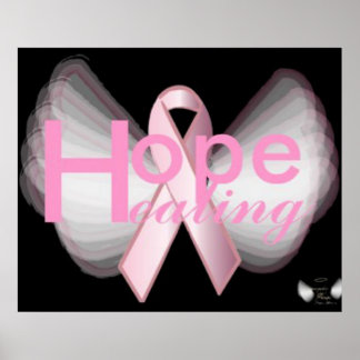 Hope HealingOn Angelic Wings Pink Ribbon Poster