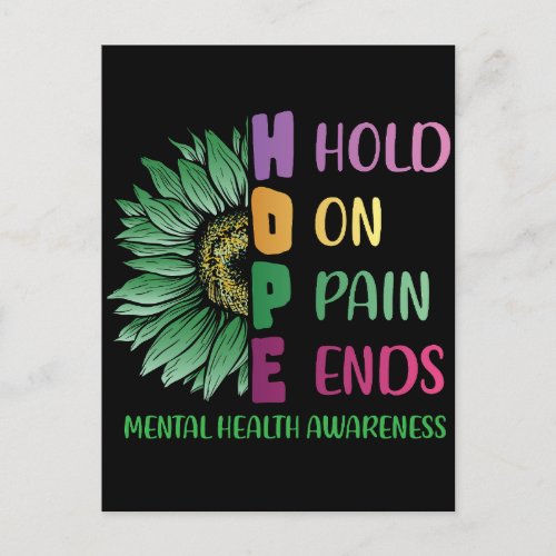 HOPE Hold On Pain Ends Mental Health Awareness Postcard