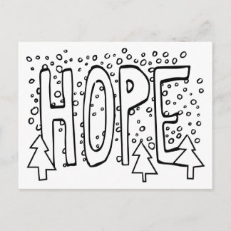 Hope Holiday Card, Color-It-Yourself, Snowy Pine  Postcard