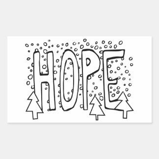 Hope Holiday Color-It-Yourself Snowy Pine  Rectangular Sticker