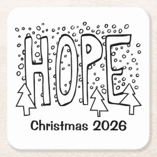 Hope Holiday Personalized  Square Paper Coaster
