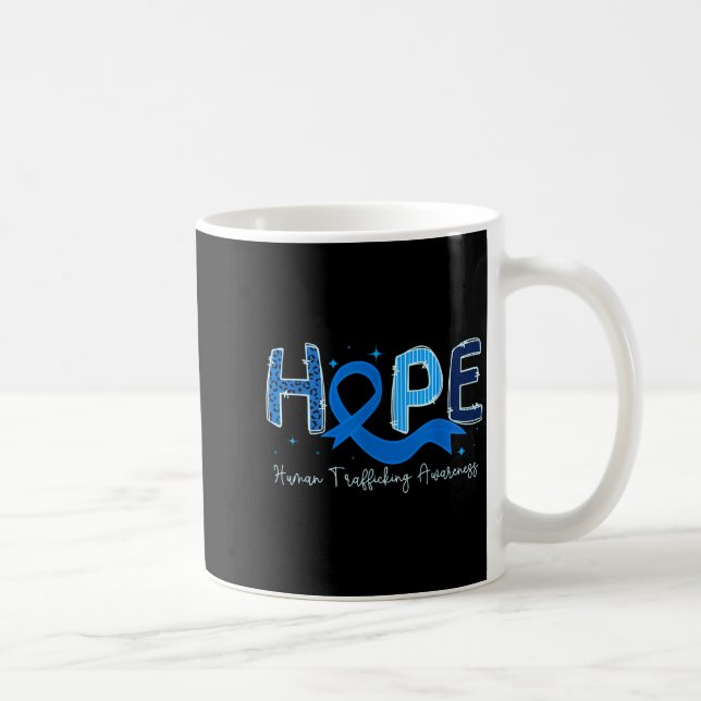 Hope Human Trafficking Awareness Blue Ribbon  Coffee Mug (Right)