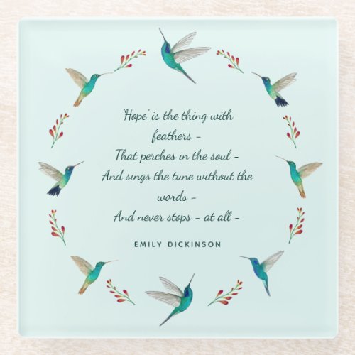 Hope Hummingbird Glass Coaster