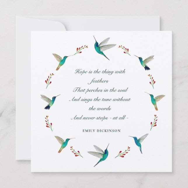 Hope Hummingbird Sympathy Thank You Card (Front)