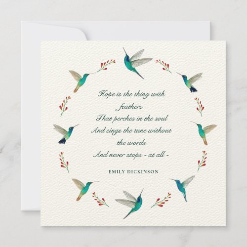 Hope Hummingbird Sympathy Thank You Card