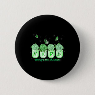 Hope Hydrangea Flower Butterfly Kidney Disease Awa Button
