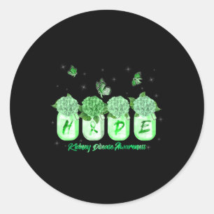 Hope Hydrangea Flower Butterfly Kidney Disease Awa Classic Round Sticker