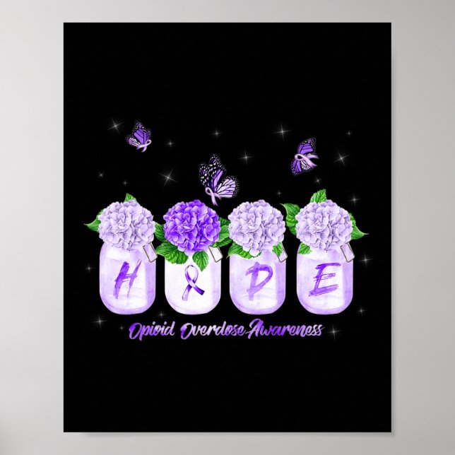 Hope Hydrangea Flower Butterfly Opioid Overdose Aw Poster (Front)