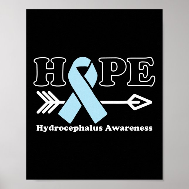 Hope - Hydrocephalus Awareness Light Blue Ribbon  Poster (Front)