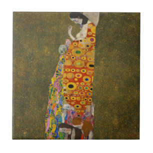 Hope II by Gustav Klimt, Vintage Art Nouveau Ceramic Tile