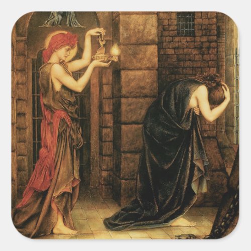 Hope in a Prison of Despair by Evelyn De Morgan Square Sticker