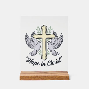 Hope in Christ Dove Cross Vintage Christian Design Acrylic Sign