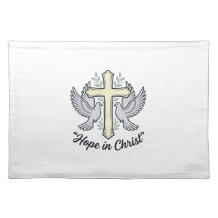 Hope in Christ Dove Cross Vintage Christian Design Cloth Placemat