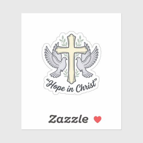 Hope in Christ Dove Cross Vintage Christian Design Sticker