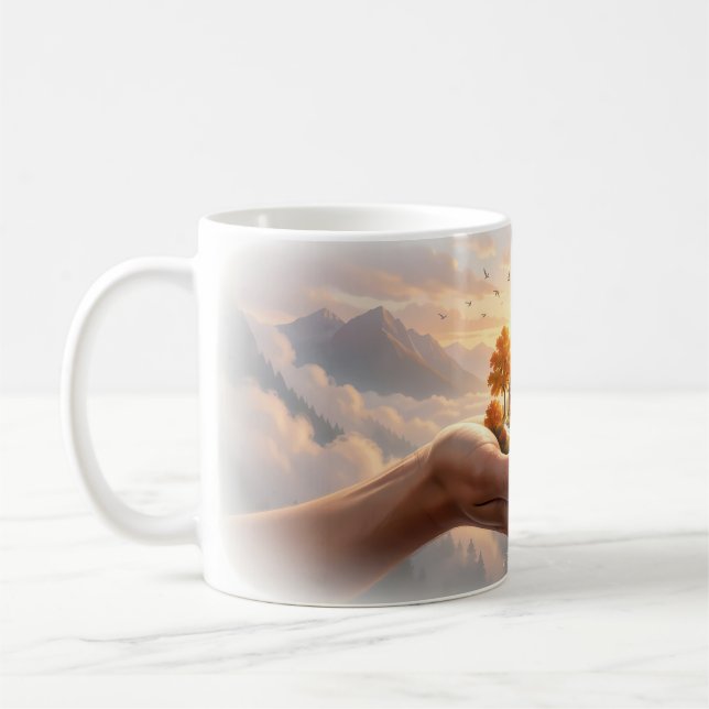 Hope in Hand Fantasy Landscape Poster Coffee Mug (Left)