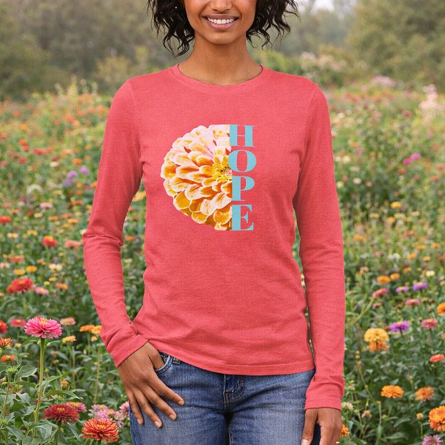 Hope in Jesus Zinnia Flower Christian Tri-Blend Shirt (Hope floral christian red sweater)
