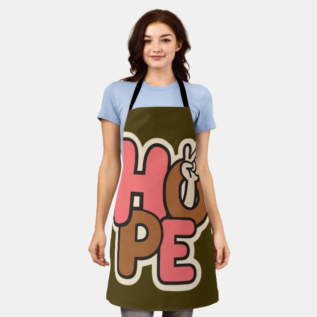 "Hope in Style – Peaceful Vibes Sticker" Apron (Worn)