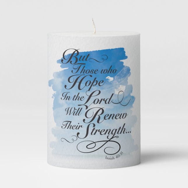 Hope in the Lord - Isaiah 40 Pillar Candle (Front)