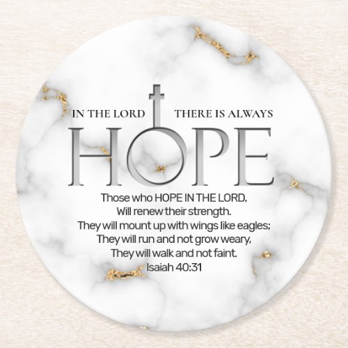 Hope in the Lord Scripture Verse Isaiah 4031 Round Paper Coaster