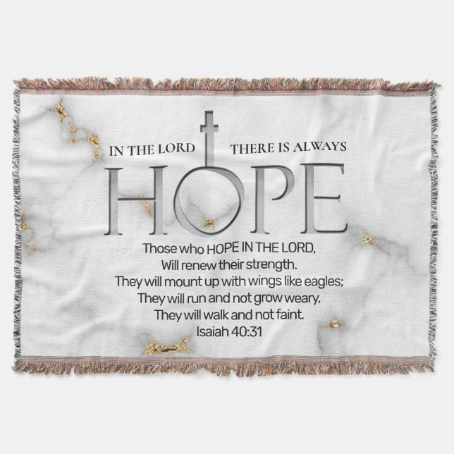 Hope in the Lord Scripture Verse Isaiah 40:31 Throw Blanket (Front)