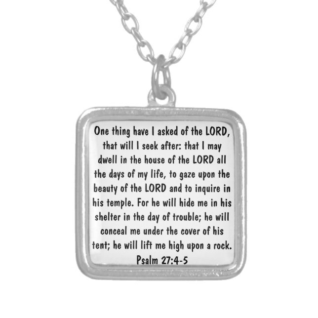 hope in the midst of crisis bible verse psalm 27 silver plated necklace (Front)