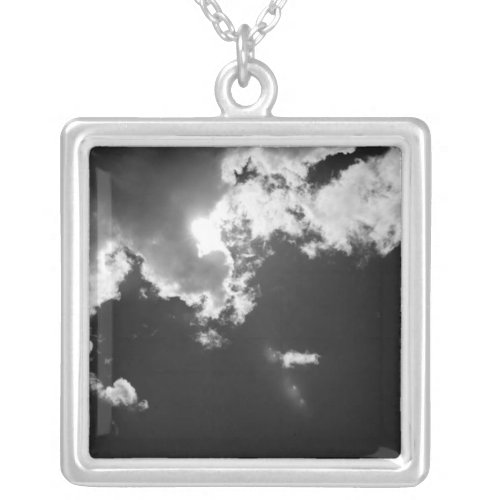 Hope in the silver lining of the clouds silver plated necklace