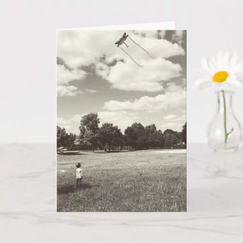 Hope Inspiration Child Flying Kite Sunny Day Card