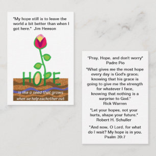 Hope inspirational quotes  business card