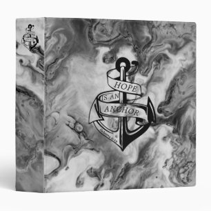 Hope is Anchor Art Black & White Shadows Marble 3 Ring Binder