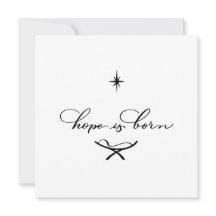 Hope Is Born Minimal Calligraphy Christmas Card
