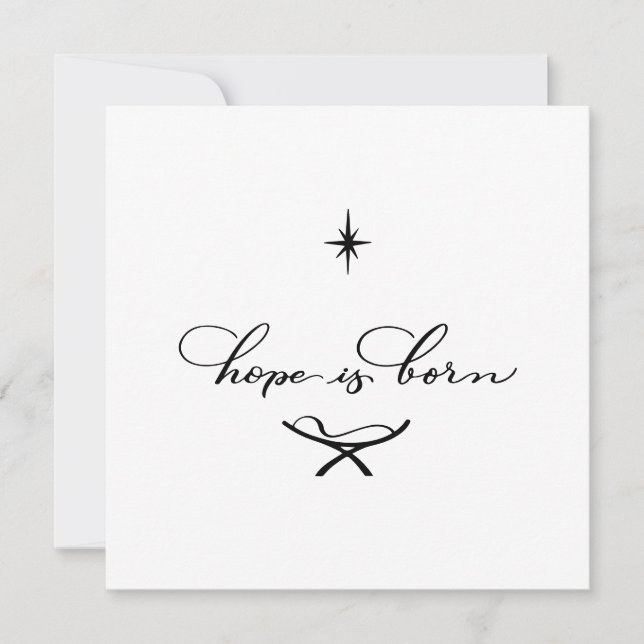 Hope Is Born Minimal Calligraphy Christmas Card (Front)