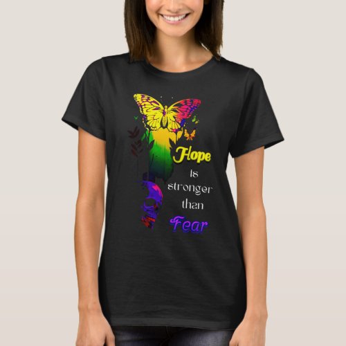 hope is stronger than fear abstract black T_Shirt
