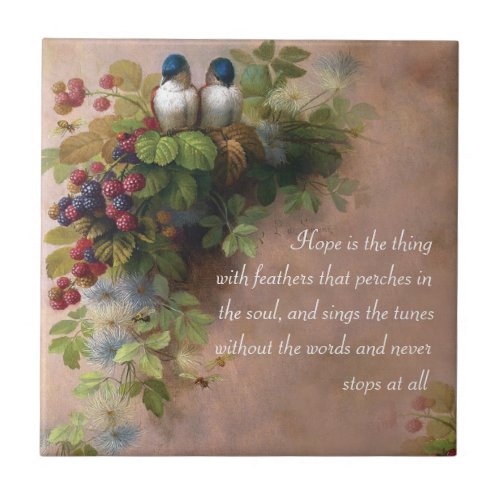 Hope is the thing with feathers artistic tile