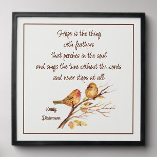 Hope is the Thing with Feathers Inspirational Poem Peel And Stick Photo Tile