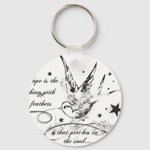 Hope is the Thing With Feathers Keychain