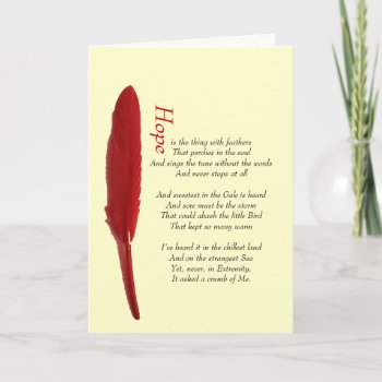 Hope Is The Thing With Feathers Motivational Card by hutsul at Zazzle