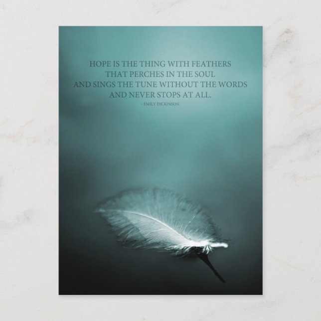 Hope is the thing with feathers postcard (Front)
