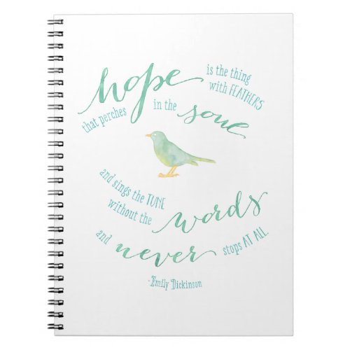 Hope is the thing with feathers quote notebook