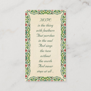 HOPE  is the thing  with feathers  That perches Business Card