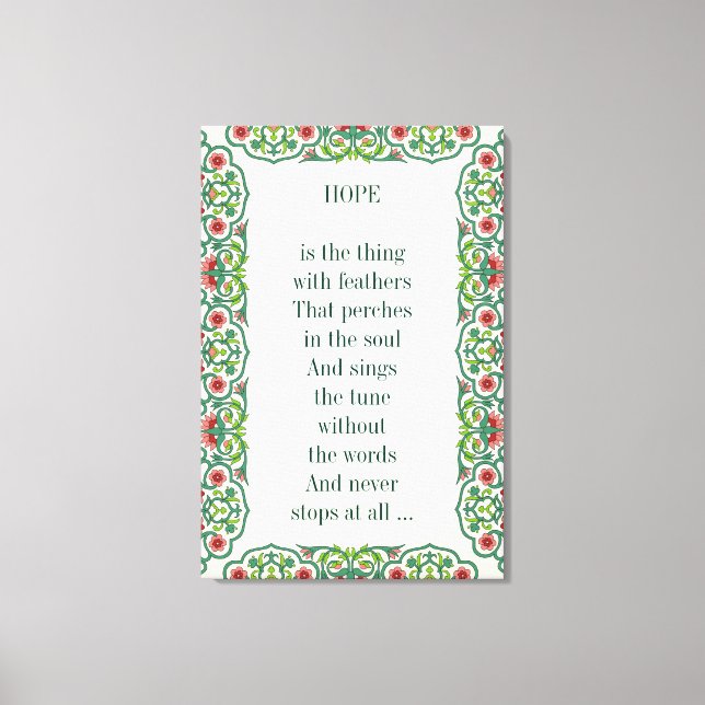 HOPE  is the thing  with feathers That perches Canvas Print (Front)