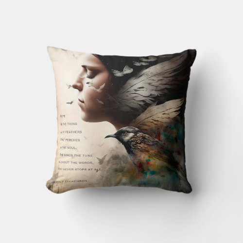 Hope is the Thing with Feathers Throw Pillow